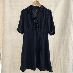 Banana Republic Silk Black Ruffle Dress Size 6